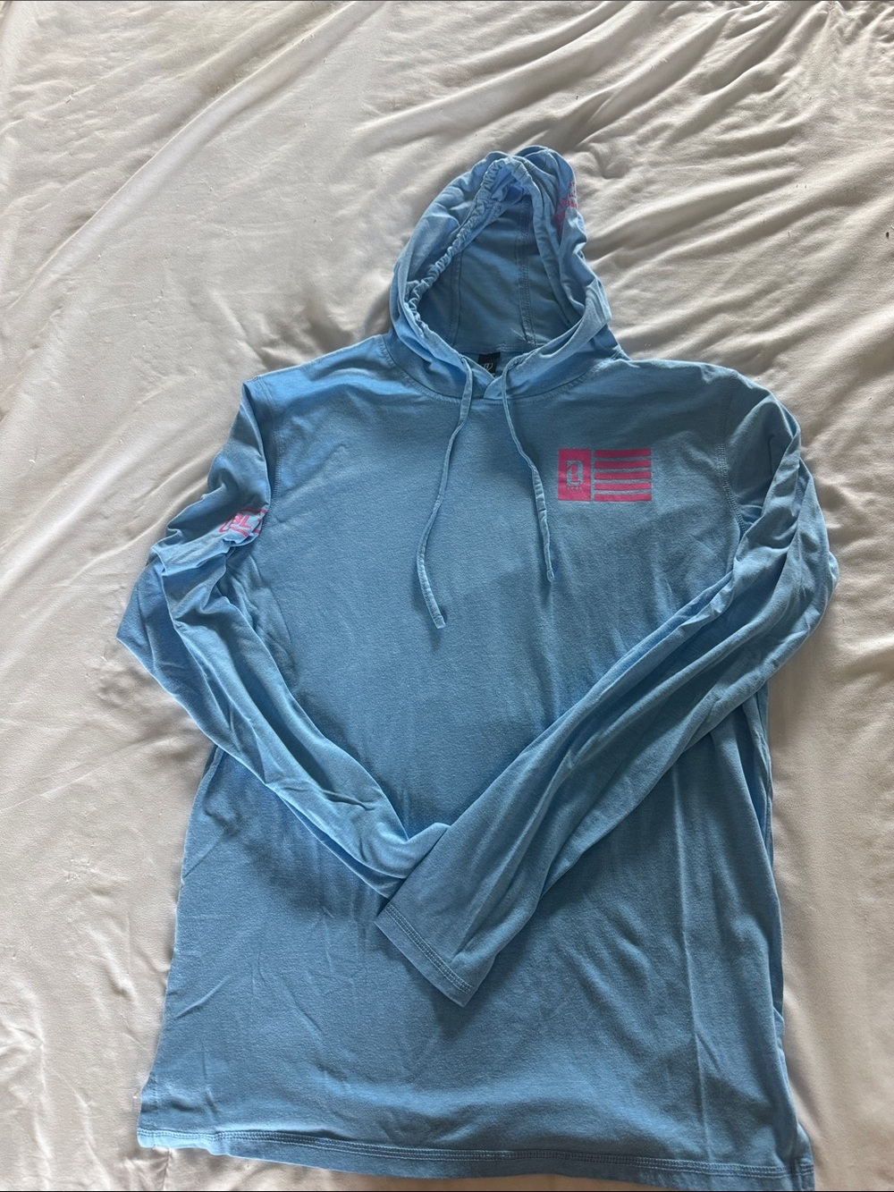 Baseball lifestyle 101 men’s  hooded long sleeve shirt in light blue